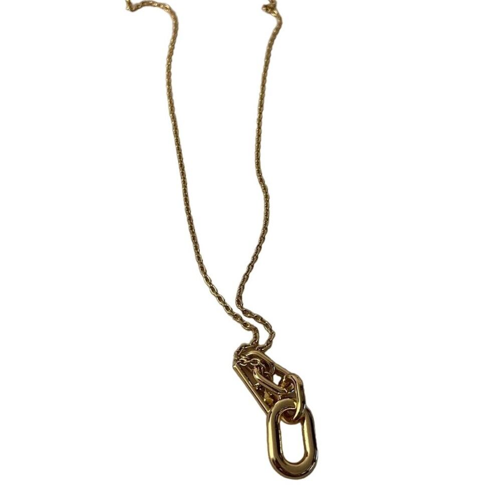 NWT LOFT Large Chain Pendant Necklace Gold Tone Statement Jewelry - Picture 2 of 6